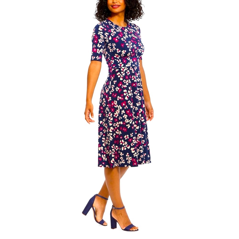 💐 NWT! London Times Floral Jersey A-Line Dress
